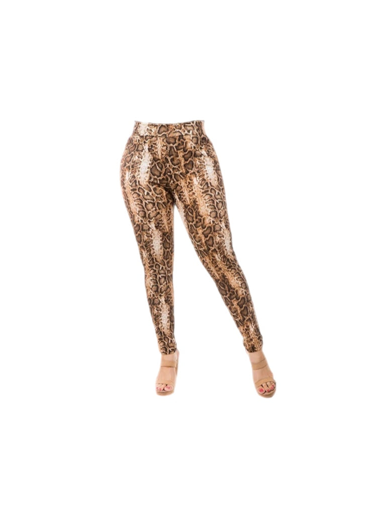 Snakeskin Print Wideband Waist Sports Leggings (Color : Multicolor, Size :  X-Large) : : Clothing, Shoes & Accessories