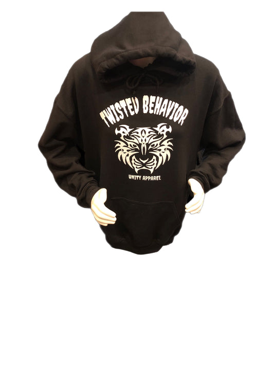 Black Hoodie With White Tiger Print