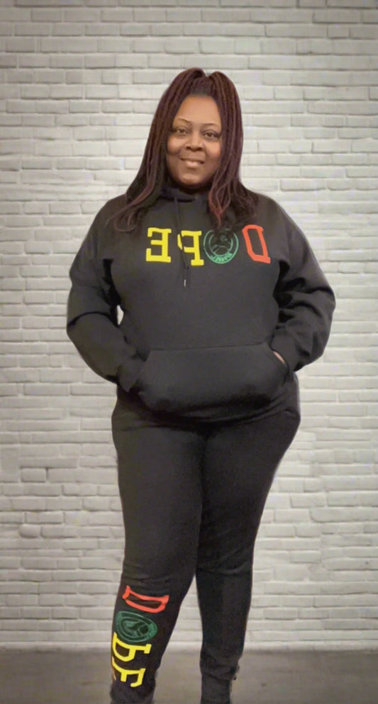 Black Jogger Dope Red/Green/Yellow Color Print